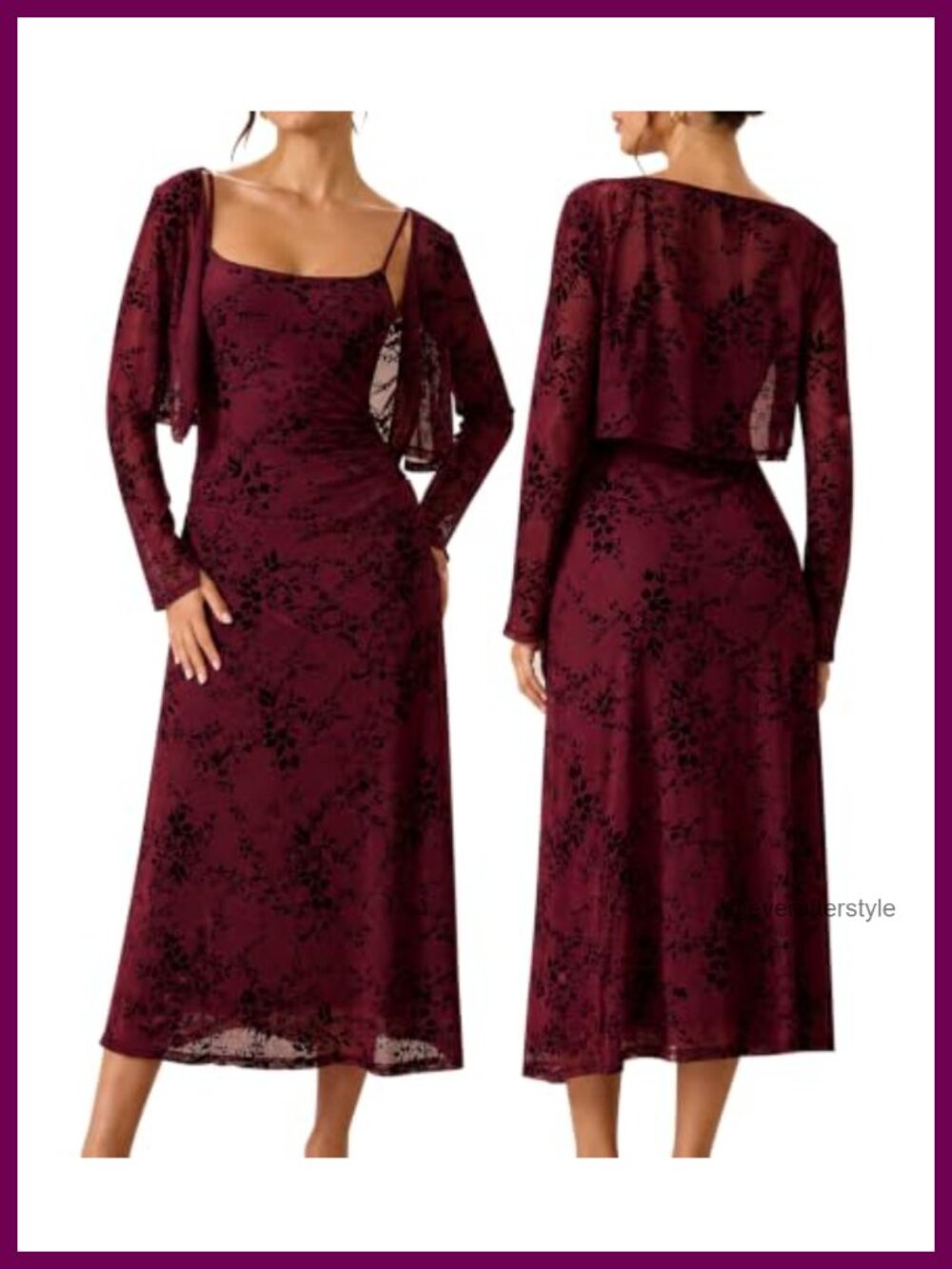 Floral Bodycon Slip Midi Dress with Sheer Cardigan 2-Piece Set
